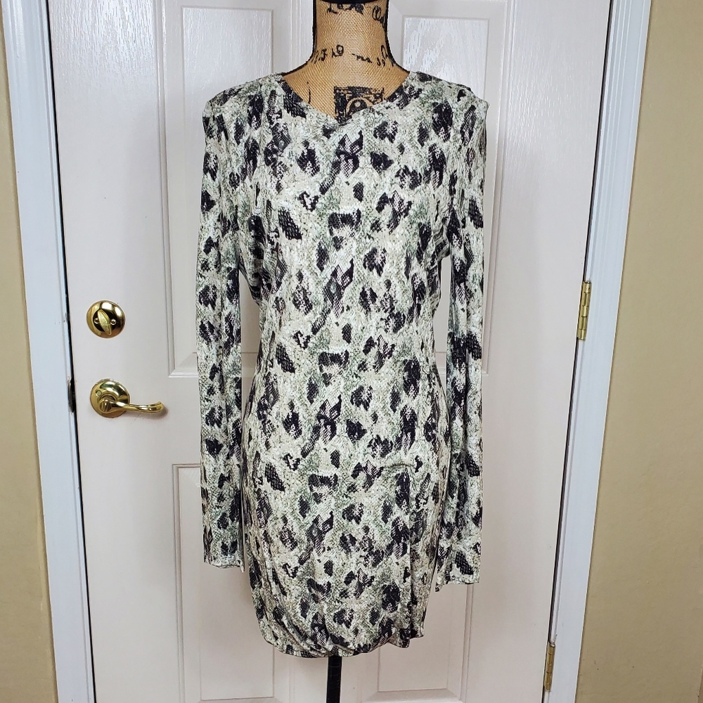 rag & bone Poppy Draped Snakeskin Print Minidress